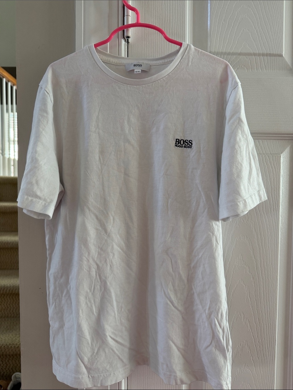 Boss White Crew Neck T-Shirt with Black Logo